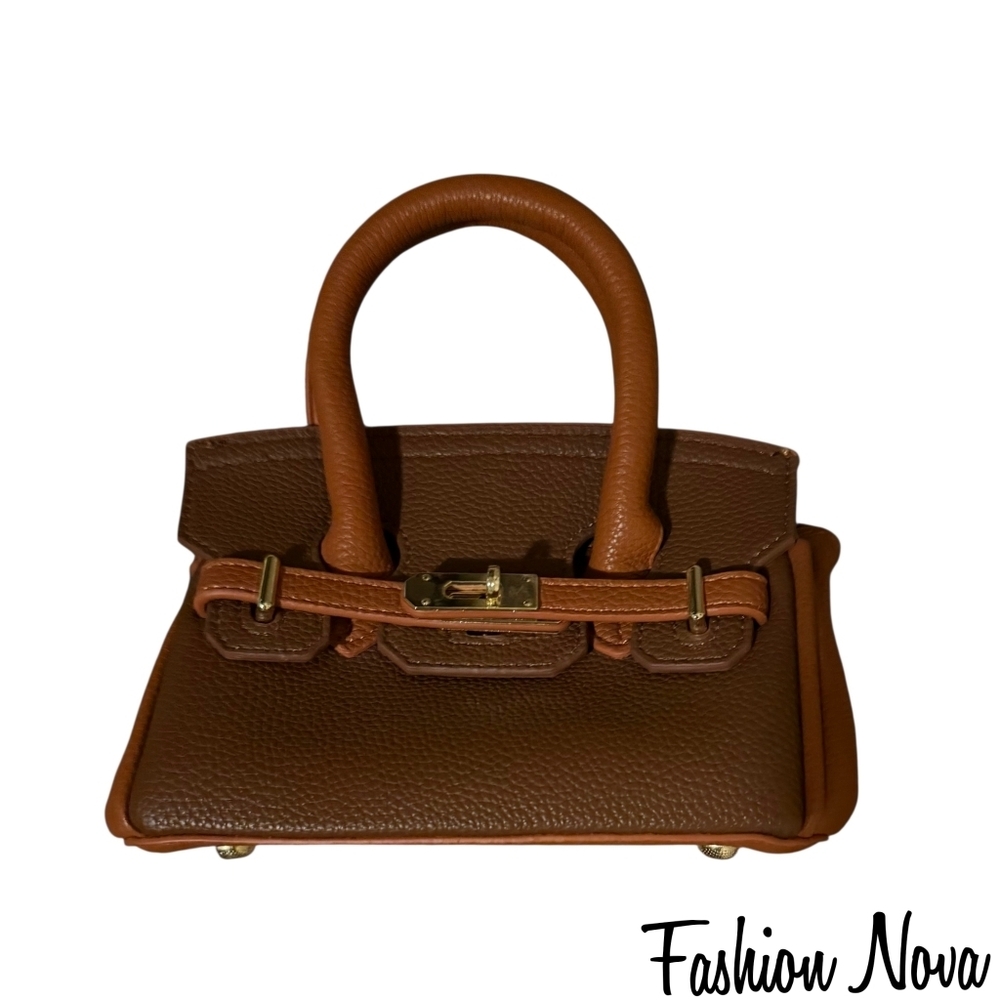 Fashion Nova Two-Tone Brown Mini Satchel - Picture 2 of 6